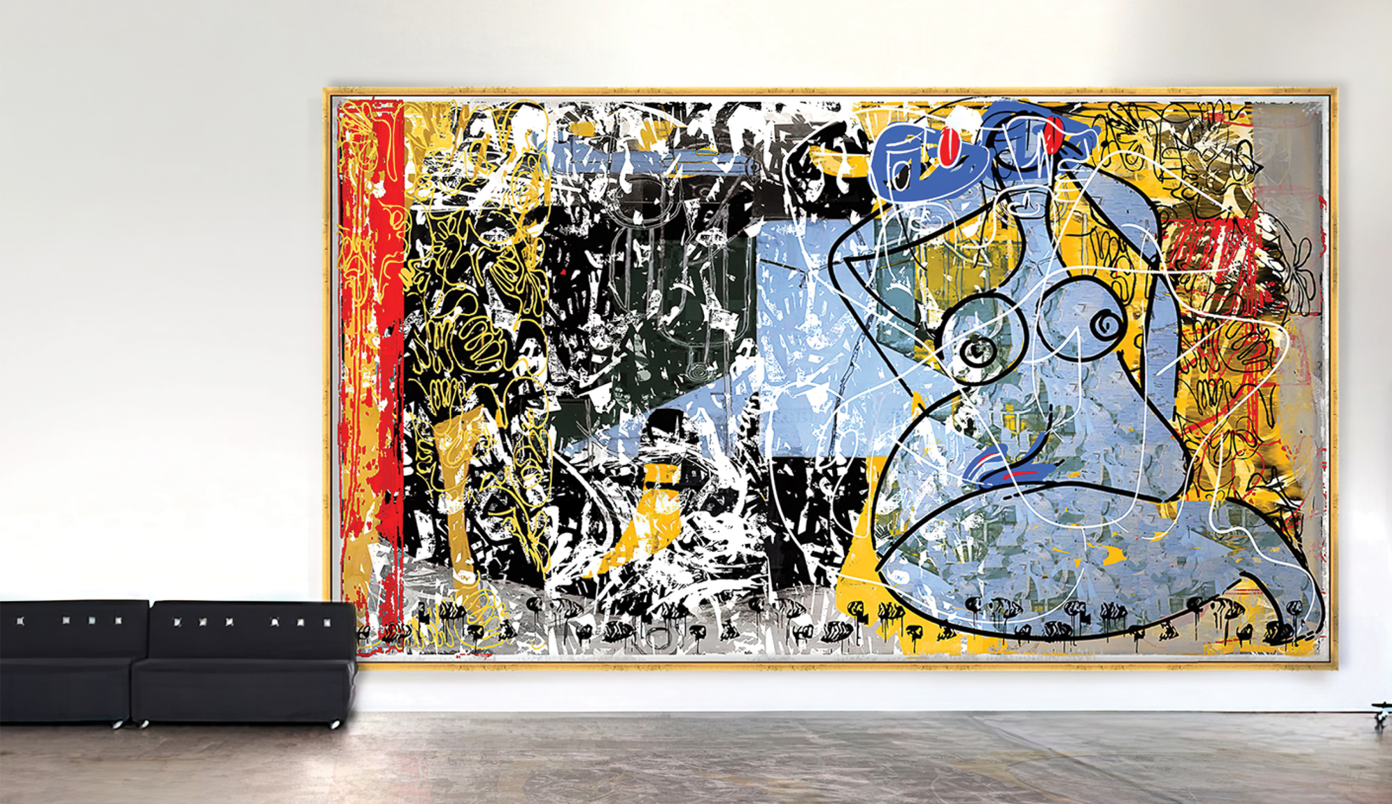 Robert Santoré “THROUGH THE SPLENDOR OF THE FIRMAMENT” 100 x 176in (245 x 447cm) Oil, oil stick, military and industrial enamels on paper on Belgian linen